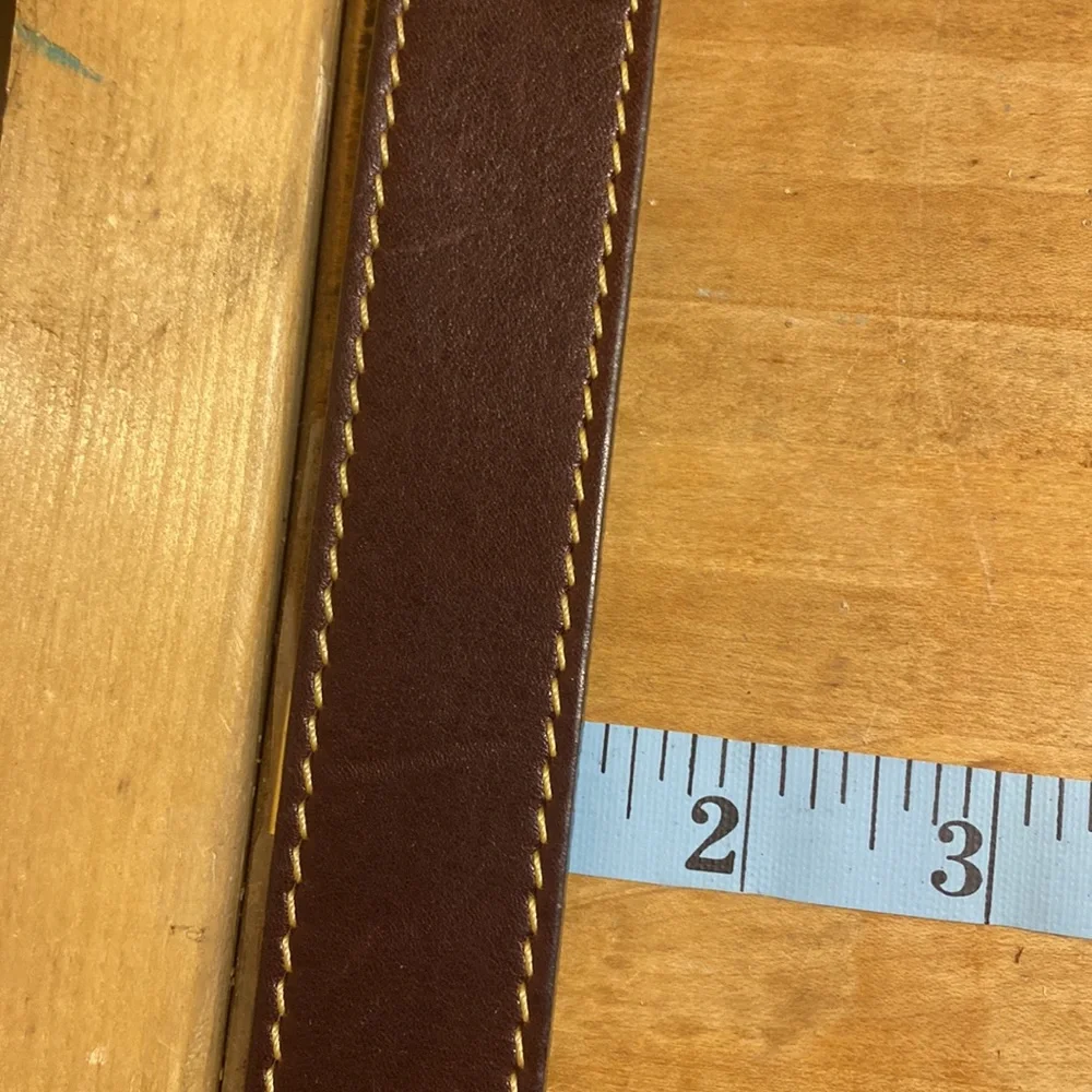 Mulholland Brothers leather belt brass accents size 48